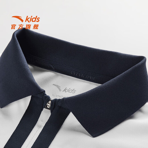 Anta children's T-shirt short-sleeved boys' clothing lapel POLO shirt 2026 summer new style ice-front cool short T-shirt shopping mall same style pure white-1 160