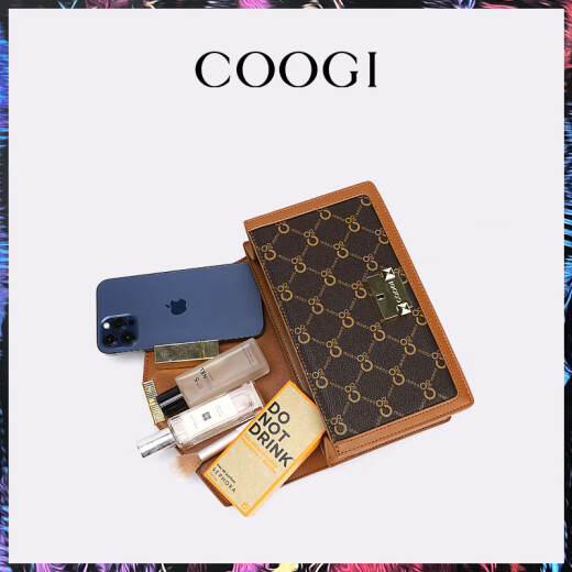 COOGI包包女士2025新款时尚单肩斜挎包女包链条包女 深咖啡