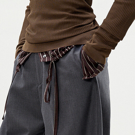 Menos [mismo estilo en el centro comercial] 2025 Summer Nuevo pantalones de recorte recto informal 2p4e13660 011 Carbon Black M
