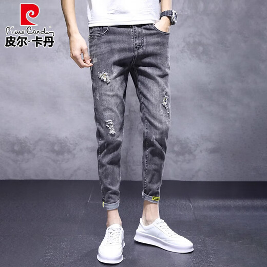 Brand haut de gamme Pierre Cardin, jeans déchirés, pantalon cultivé pour hommes, nouveau pantalon long pantalon décontracté.