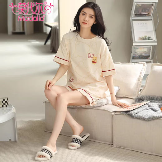 Pyjama modal pour les femmes en été, nouveaux shorts en coton pur, un style mignon d'été mignon et doux peut être porté à l'extérieur des vêtements maison YZ-9892 9885 l recommandés 100-120jin [Jin est égal à 0,5 kg]