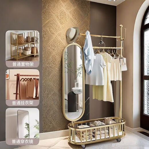 Verdickte bodengehende Kleiderbügel super dicke Schlafzimmer Haushalt drehen Ganzkörper-Dressing-Spiegel Multifunktion leichter luxuriöser Kleiderbügelbodenstil Gold GOLGS GOLSE MIT MILROR 100 CM