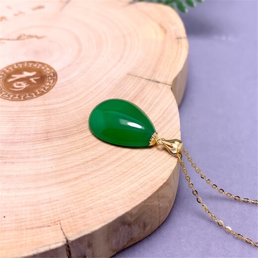 OEMG 18K gold inlaid marrow pendant large simple water drop necklace Yanglu Bao single pendant high-end 18K gold inlaid