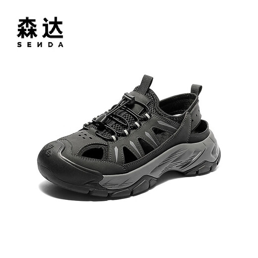 Senda Sandals Men's 2025 Été Nouveau extérieur Sports respirant Style de plage et chaussures de plage à semelle épaisse chaussures décontractées noir 41