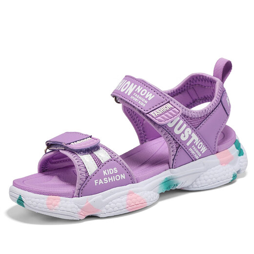 Anta Kids Anta Site Web Pants Pantalons Store Girls Sandales en été Nouveau style moyen grand-grand enfant Soft Sole Girls Fashion Casual Enfants 9901_ [Purple] 29 _ Size_inner Longueur 19cm