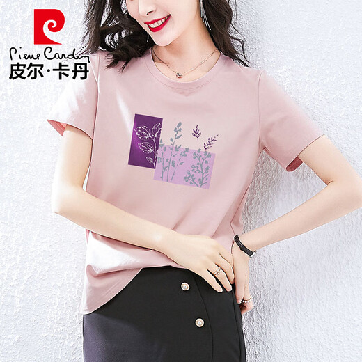 Pierre Cardin Light Luxury High-End Pure Cotton Kurzärmelte T-Shirt für Frauen im Sommer Lose lässiger koreanischer Mode-Mode-Mode-T-Shirt T-Shirt Top Z-6193 White M (Empfohlen 80-105 Jin [Jin gleich 0,5 kg]))