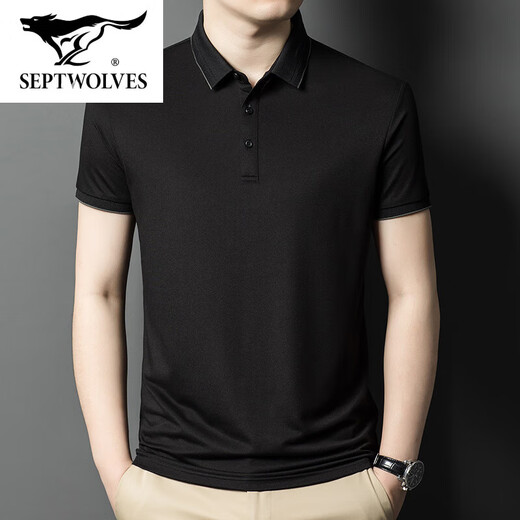 Sieben Wolves Offizielles Flaggschiff Sommer mittleren Alters mit dem atmungsaktiven T-Shirt Casual Polo-Hemd kurzärmelig.