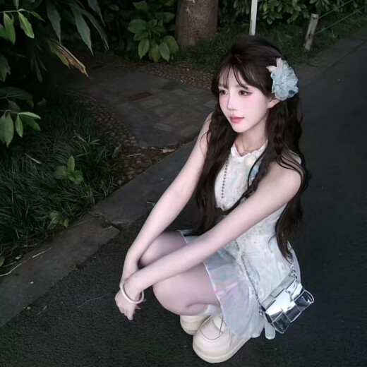 以欧（YIOU）日常可穿夏季甜美收腰设计感短款连衣裙6624 连衣裙 L