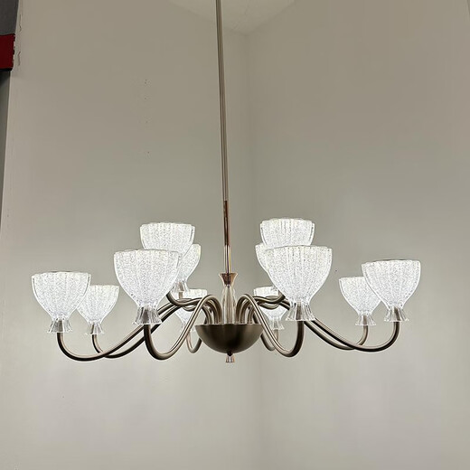 Opp Lighting (OPPLE) 2025 latest past lighting 9227 high-end solid modern living room dining room chandeliers minimalist aluminum warm lights living room 12 heads three-color unlimited remote control