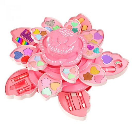 Ouoety Kinder Make-up Toy Set Girl rotierende Make-up-Box-Tasche Nagellack Mädchen Prinzessin Spielzeug Geburtstagsgeschenk Make-up Angel Wings-Medium Größe 3 Schichten