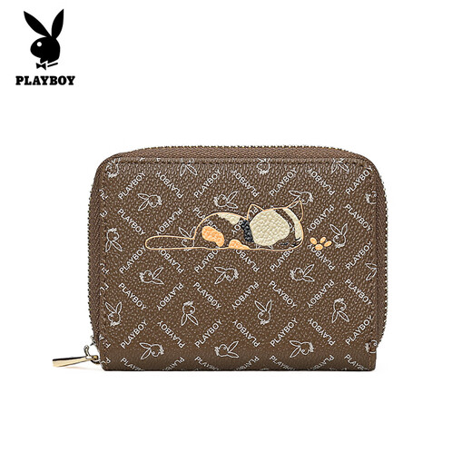 花花公子（PLAYBOY）新款女士钱包钱夹大容量短款零钱包时尚迷你手拿包短夹卡包 深色251【11卡位/便捷实用】