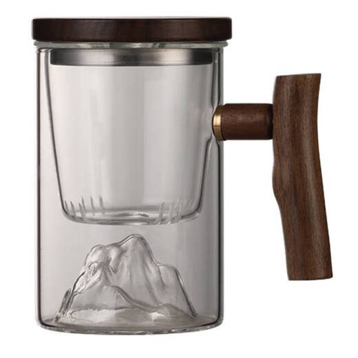 La taza de té personal de Yusenyi, la taza de té para hombres con puñados de té de vidrio, japonesa, té de la copa de ceremonia de té 9194 Hongya de tres piezas de madera de haya 450 ml de 200 ml (inclusive) -400ml (inclusive)