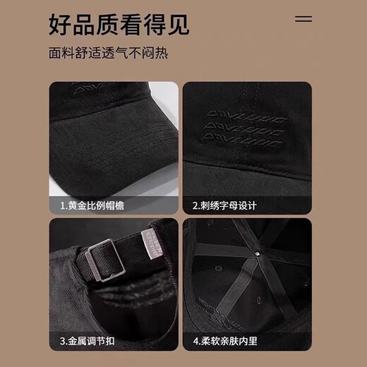 目丸棒球帽男2025新款复古水洗磨毛防晒鸭舌帽韩版百搭大头围帽子男潮 1#深灰色