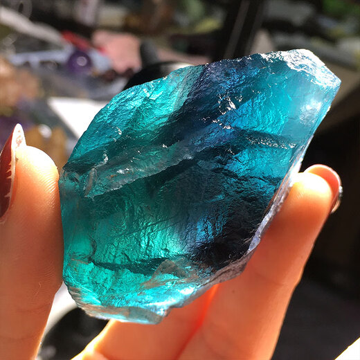 Natural blue-green fluorite rough stone specimen mineral crystal wool material large crystal gravel home accessories ornaments 1585