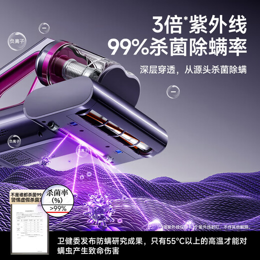 康佳除螨仪床上杀菌大吸力无线孕妇母婴儿家用吸猫毛专业级紫外线吸尘除螨杀菌一体无线除螨仪 高温热风丨99%除螨率丨紫色R8