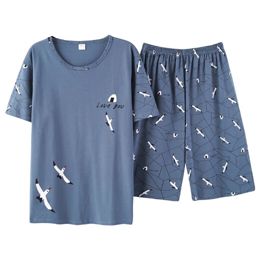 Les nouveaux pyjamas de coton pour hommes de Miaofulian pour hommes à manches courtes à manches à manches courtes, les vêtements de maison minces peuvent être portés à l'extérieur du costume T679 M 80-100jin [Jin est égal à 0,5 kg]