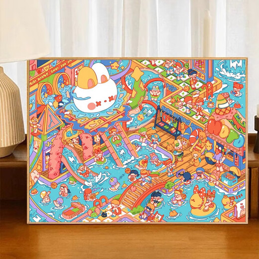 鹿藤奶香镇数字油画40x50水乐园2024新款超难横版法式风卡通diy填色画 Z694 粥铺 50*65CM DIY颜料画笔+实心背板+黑色外框