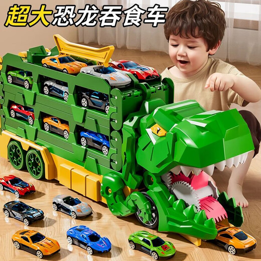 Snaen children's dinosaur toy car ejection track deformation alloy card car boy 3-6-12 years old birthday New Year gift