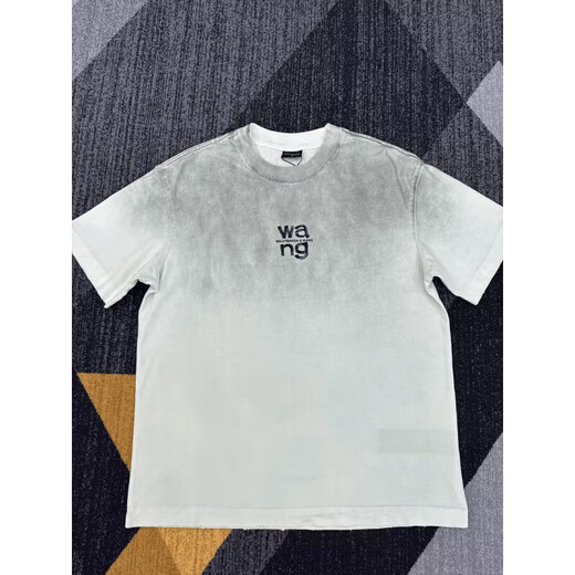 高品质做旧黑灰洗水T恤24早春新款百搭纯色字母印花圆领短袖上衣 白色 6624-YT XL