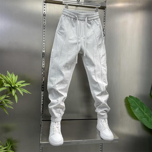 斐帝森猛哥哥哈伦裤子男夏季薄款纯色凉感男生户外运动时尚束脚休闲男裤 666灰白色 （夏季薄款） 33 （建议135-150斤）