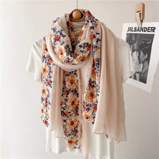 
Sui Can scarf for women in summer desert travel sunscreen shawl ethnic style teaka salt lake scarf fashion cotton linen scarf headscarf embroidery [bemore] scarf 1 set