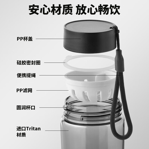 Gate (Gint) Cup en plastique masculin Tritan Sports Water Cup d'été Thé Séparation de l'eau Partable Portable Student Student Casual Cup