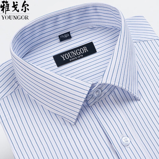 雅戈尔长袖衬衫男士2025新款中年休闲高端免烫纯棉条纹休闲衬衣服 6621 38 建议70-95斤