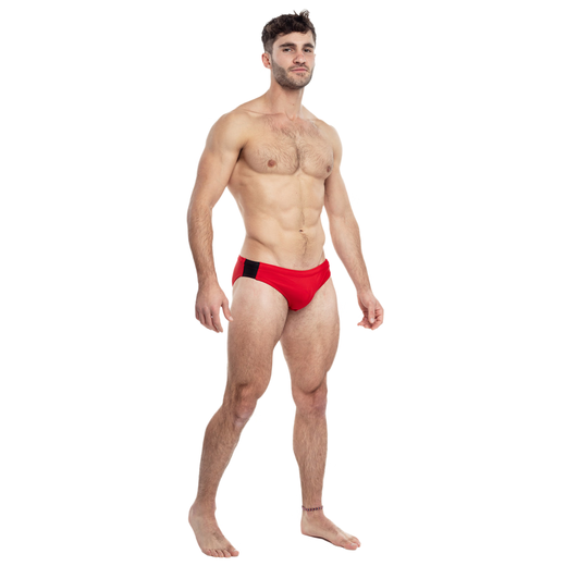 TADDLEE Badeanzug Herren Schnelltrocknende Anti-Peinlichkeits-Dreieck-Doppelschicht-Badehose mit heißen Quellen am Meer, professionelle wasserdichte Herren-Badehose mit niedriger Taille, Rot, M