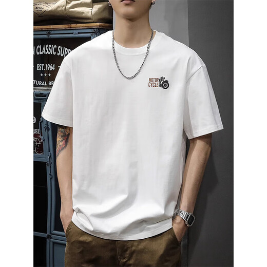
New Balance Short Sleeve T-shirt for men in summer thin loose versatile round neck top new men's high-end casual solid color clothes 1518 white XL