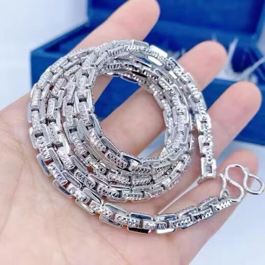 DL 1998 platinum necklace men's platinum square card base PT950 domineering thick boss bag silver chain car flower element platinum gold car flower, card thickness 5.5, 62 cm, 9 L