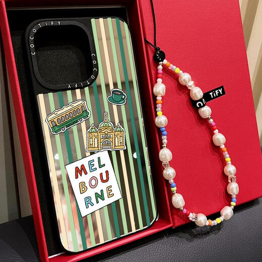 CaSetify Co-Branded Megan McKean Melbourne Sydney geeignet für iPhone16Promax Mobiltelefon Fall 15pro Apple 14 Mirror Magnetic 13 Protective Case 12 gefälschte Tify [CB719 Paris Travel Sticker] Silver Mirror iPhone 15