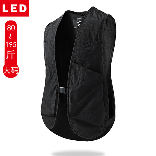 LED夏季钓鱼马甲薄工装男女可穿中性风户外坎肩可定制LOGO团队工作服 卡其 M 建议111-130斤