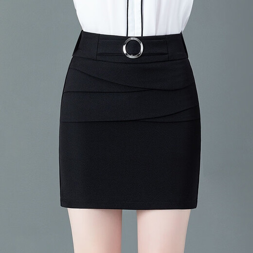 S.SOFEA high waist short skirt makes you look slim and versatile professional black black 9906 3XL 130-140Jin [Jin equals 0.5 kg]