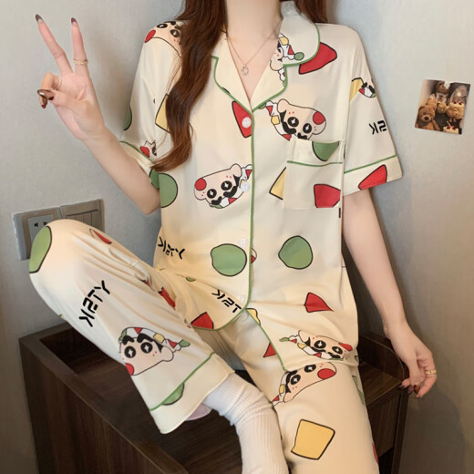 含蕊卡通牛奶丝女睡衣三件套家居服 FS*14126 170 M