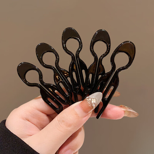 He Jiagong multi-functional small fish hairpin U-shaped hair artifact female back head ball head fixed clip headdress 3# large brown 5 pieces
