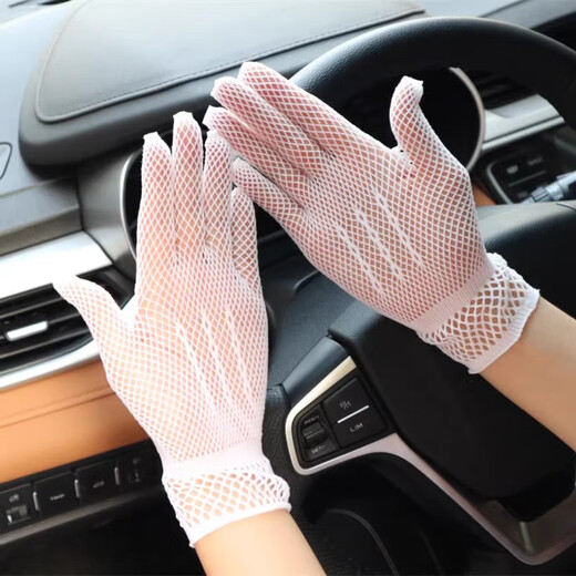 Summer sun protection gloves for women ultra-thin lace mesh breathable performance etiquette gloves for wedding bride wedding gloves sun protection mesh gloves - black * 3 pairs
