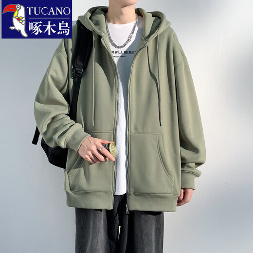 Woodpecker (TUCANO) spring and autumn hooded sweatshirt men's trendy American heavy jacket men's young couple casual loose tops men's clothing QCC-B502-FK693 Black XL