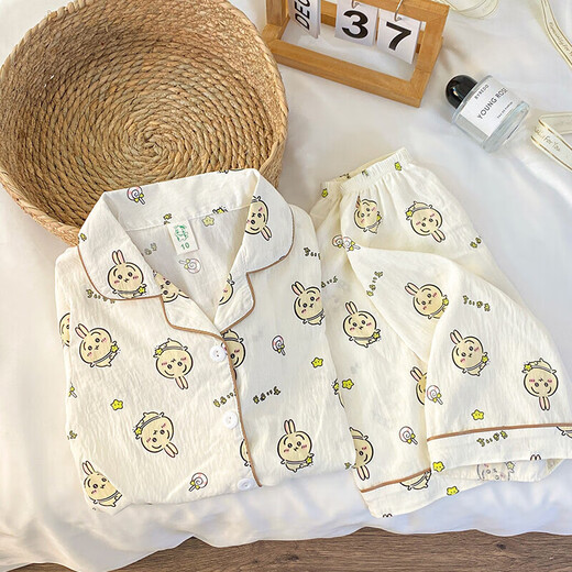 Usaqi Children's Pajamas for Women for Summer Shorts Girls 2025 New Junior High School Girls Home Clothing Set 753# Soft and Skin-friendly [Short Sleeve + Shorts] 100 [8 Size] 100-110CM 30-40Jin[Jin equals 0.5 kg]