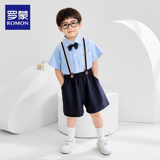 Traz de traje pequeño de Romon Boys 'Traje de flores del primer cumpleaños de los niños Disfraz de rendimiento infantil azul marino 130