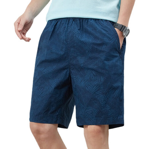 
Dancing with the wolf Summer shorts for men pure cotton solid color casual pants outside wearing men's loose and simple five-point pants men's pants 9215 Navy Blue 3XL