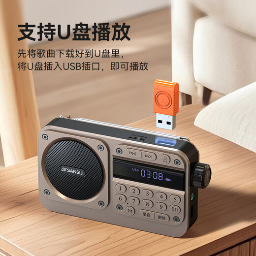 SANSUI M31 Elderly Radio Elderly Charging Card Music Player Mini Speaker Portable Walkman FM Radio Audio Bluetooth Speaker Gray