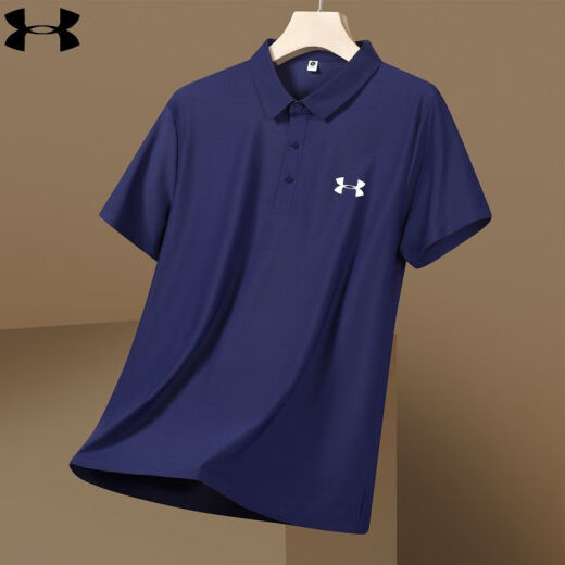 Under Armour UA Casual Revers Short-Ärmel-Sommersportbekleidung für Männer Business Ice Seide Polo Hemd halbärmelte schwarze 12358 l 115-130jin [Jin ist 0,5 kg]