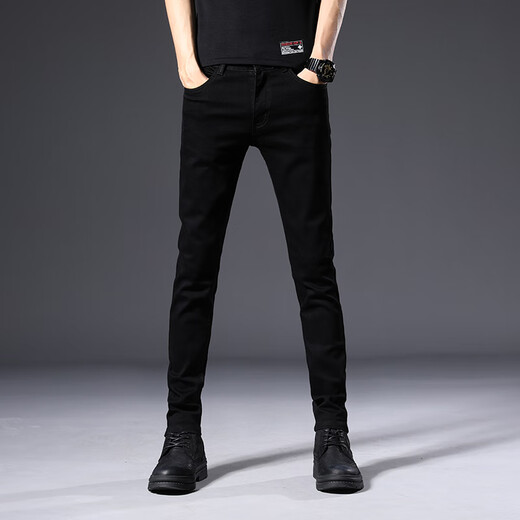 
AEMAPE American Apple high-end jeans men's summer thin slim straight versatile stretch men's casual pants men 902 black regular size 32 size waist circumference 2 feet 5 suitable for 130-140Jin [Jin equals 0.5 kg]