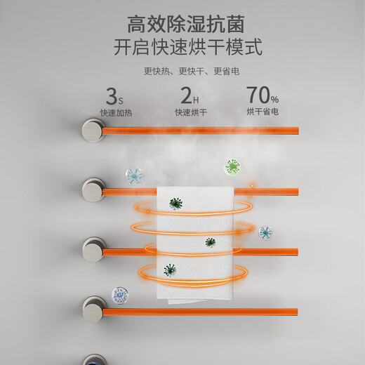 KG concealed electric towel rack fine copper hidden towel rod digital display hidden into the wall pre-embedded high-end custom villa 4 poles [gun grey] full copper waterproof G688 hidden wire