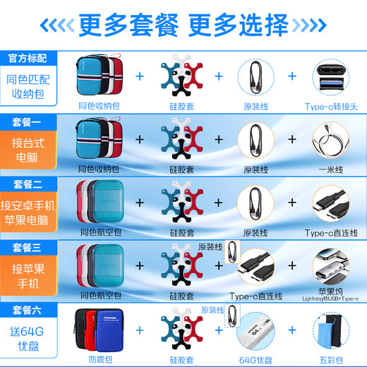 Toshiba's new black a5 mobile hard drive 1t 2t 4t can be connected to mobile phones mac usb3.2 can be encrypted 4TB new black (matte black) package 7 shockproof bag + colorful bag + original cable + Typec adapter