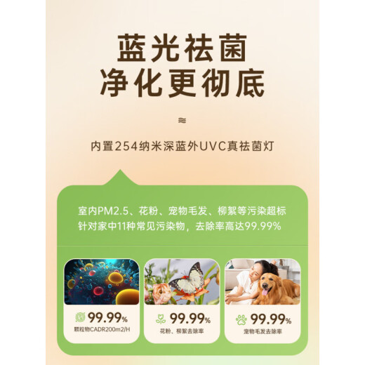 小米部依空气净化器除尘除异味家用除甲醛桌面小型除臭烟味宠物猫毛负离子净化机3879 基础款[50m大面积净化除甲