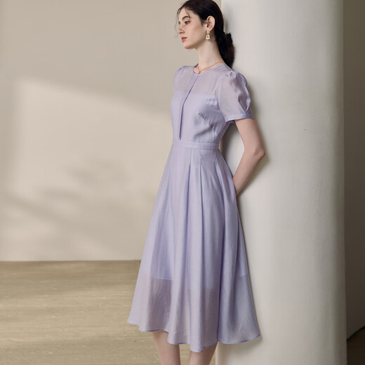 Roeyshouse Royyshouse Temperament Safran Purpur Taille Kleid 2025 Sommer neuer Modebüschel