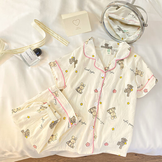 软呼呼儿童睡衣女夏季短袖小女孩2025新款学生女童家居服孩子套装 753#柔软亲肤【短袖+短裤】 100 【8码】100-110CM 30-40斤