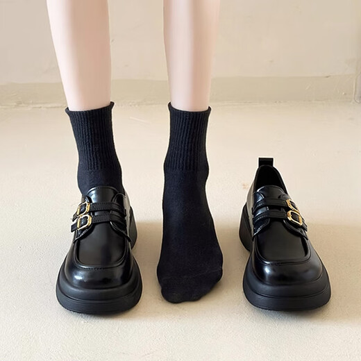 靖话英伦风小皮鞋女2025春夏季新款单鞋日系jk制服百搭玛丽珍乐福鞋子 黑色 38 (240mm)