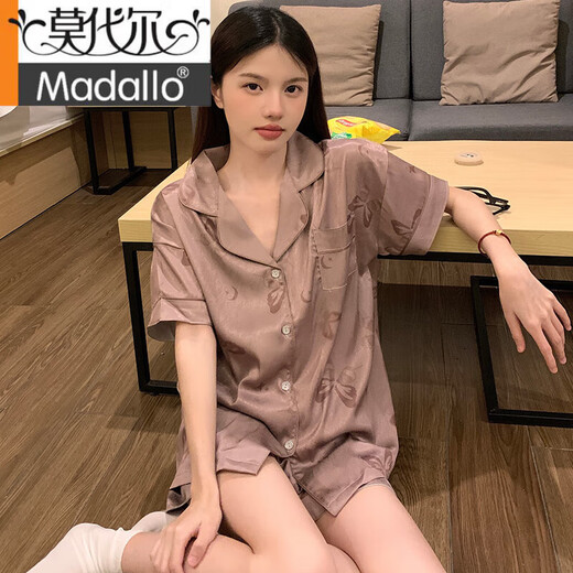 莫代尔国风睡衣女款夏季冰 丝短袖2025年新款夏天可外穿薄款真丝家居服 BS13077#蝴蝶 M
